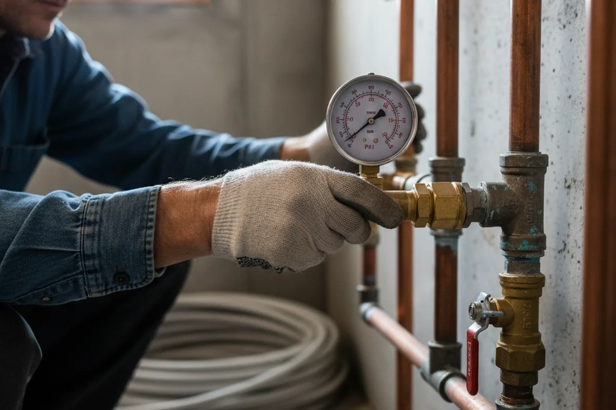 Pressure testing a repaired line during Water Line Repair in Gladstone